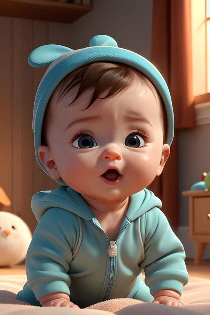 Premium AI Image 3d Rendering Of A Cute Baby Boy In A Blue Jacket And