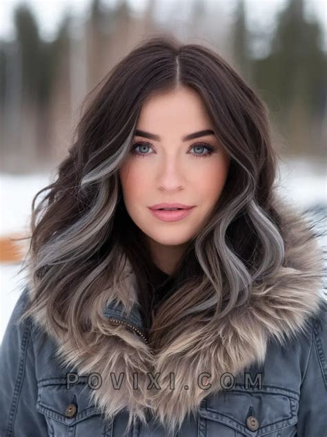 Stunning Winter Brunette Hair Color With Chocolate Brown Balayage And Ash Highlights