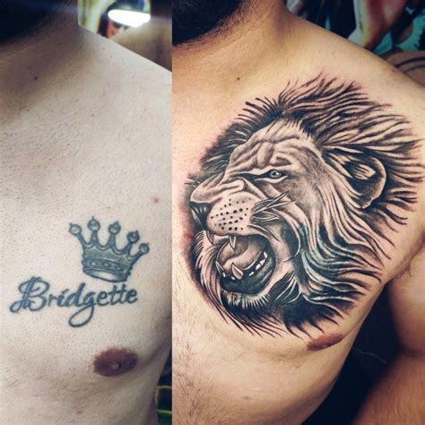 Lion face tattoo for Coverup | Cover tattoo, Lion tattoo design, Cover ...