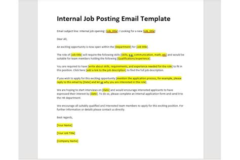 Editable Internal Job Posting Email Template Job Posting Template Job