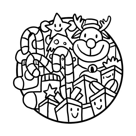 Desenho fofo de Natal para colorir | Vetor Premium