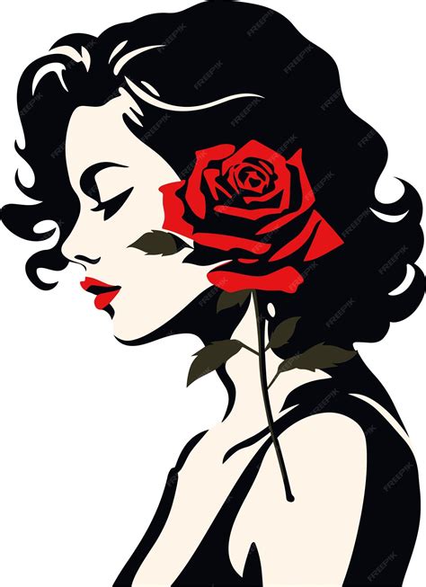 Premium Vector Beautiful Curly Haired Woman Holding Rose Vector Illustration On Isolated