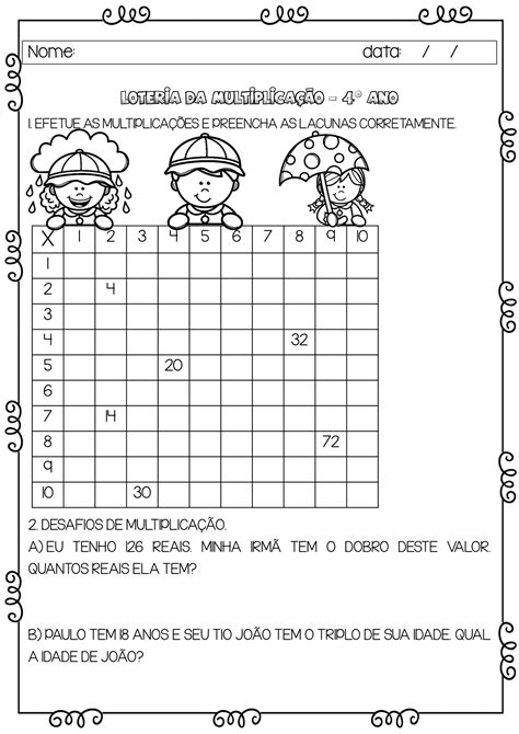 Atividade De Matemática Para 4 Ano Edukita