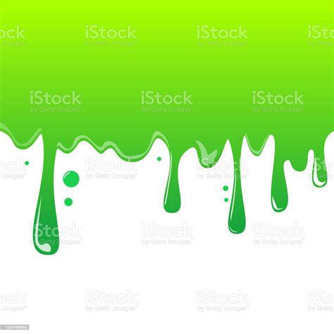 Green Liquid Dripping Isolated Shiny Gooey Paint Stock Illustration