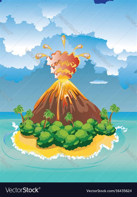 Cartoon volcano eruption Royalty Free Vector Image