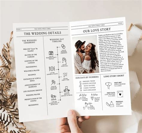 Newspaper Wedding Program Template Editable Wedding Infographic