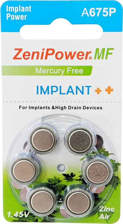 Extra High Power Cochlear Implant BTE Speech Processor Batteries Zinc