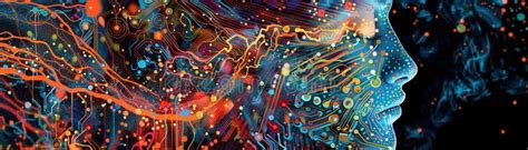 electronic circuits  human integration depicted  abstract art