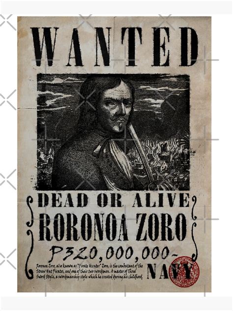 Roronoa Zoro Wanted Poster One Piece Zoro Real Life Wanted Poster