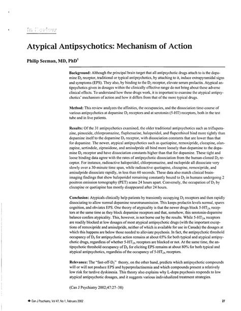 (PDF) Atypical antipsychotics: Mechanism of action