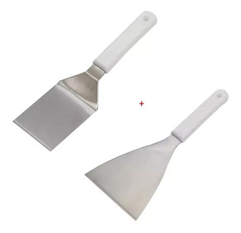 2 Espatulas Curva Reta Inox Grande Profissional Chapa Lanche MercadoLivre