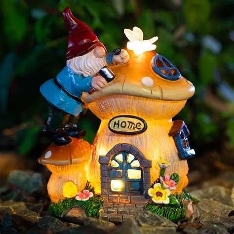 Garden Gnome Statues Figurine Lights - Solar Powered Lighting Outdoor