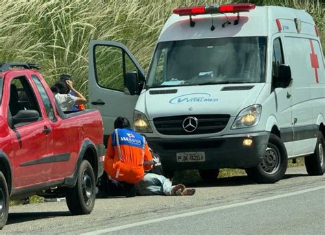 Urgente Ciclista Fica Ferido Em Colis O Caminhonete Na Br Na