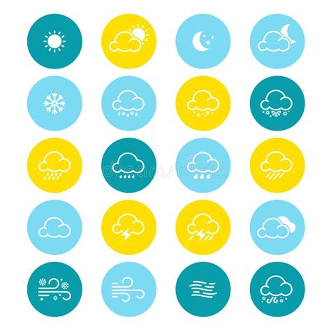 Simple Line Weather Icon Set Vector Illustration Meteorology Symbol