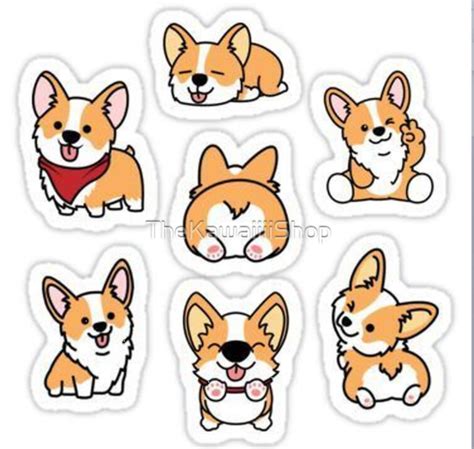 Cute Corgi Dog Sticker Pack Sticker By Thekawaiiiishop In 2021 Cute