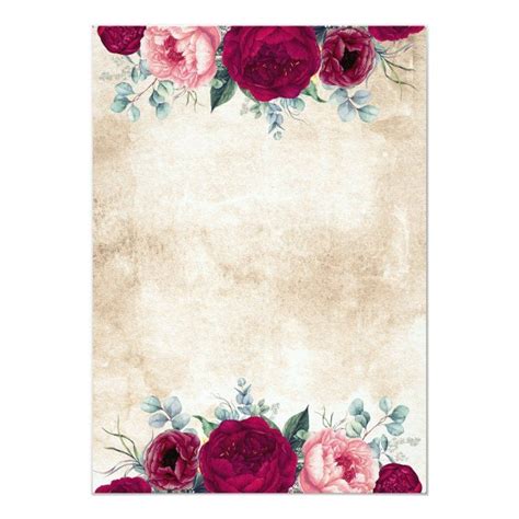 Burgundy Blush Pink Gold Floral Geometric Wedding Invitation Zazzle