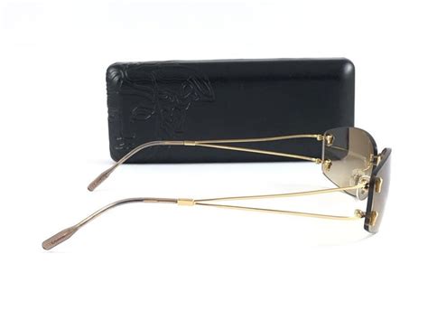 Vintage Versace Mod Np7 Rimless Gold Frame Sunglasses 1990s Made In Italy Y2k For Sale At 1stdibs