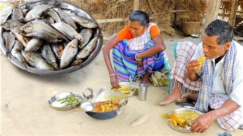 Small Fish Curry And Vegetable Fry Cooking Eating By Our Santali