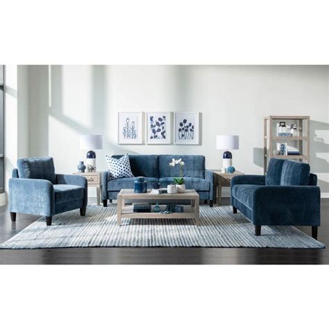 Everly Blue Velvet Living Room Set Home Furniture Outfitters