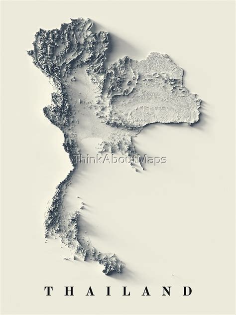 Thailand Relief Map D Digitally Rendered Art Print For Sale By