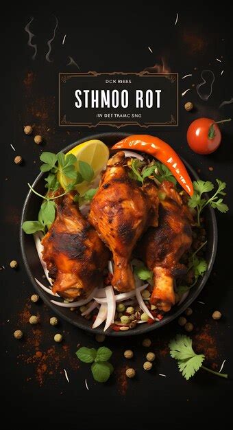 Premium Photo Design Of Tandoori Chicken Dish Poster With Tandoor