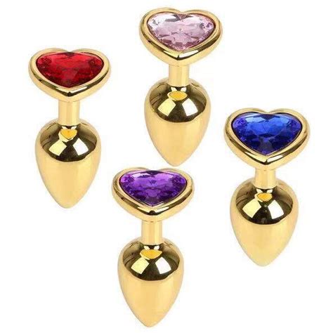 Plug Anal em Metal Dourado 7cm x 2 5 base Coração Lolla Sex Shop Online Tudo para Saúde e