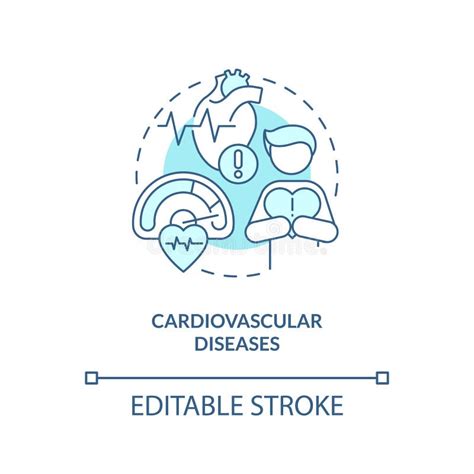 Cardiovascular Diseases Blue Concept Icon Stock Vector Illustration