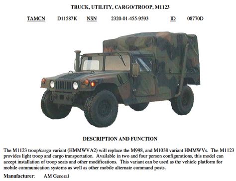 USMC Motor Transport Equipment Technical Specifications | Public ...