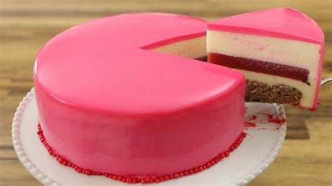 Strawberry Mousse Mirror Glaze Cake Recipe Youtube