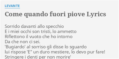 COME QUANDO FUORI PIOVE LYRICS By LEVANTE Sorrido Davanti Allo