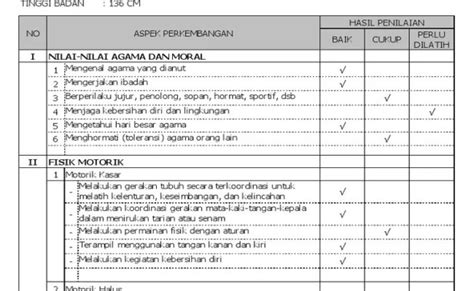 Detail Contoh Pengisian Raport Paud Narasi K Koleksi Nomer