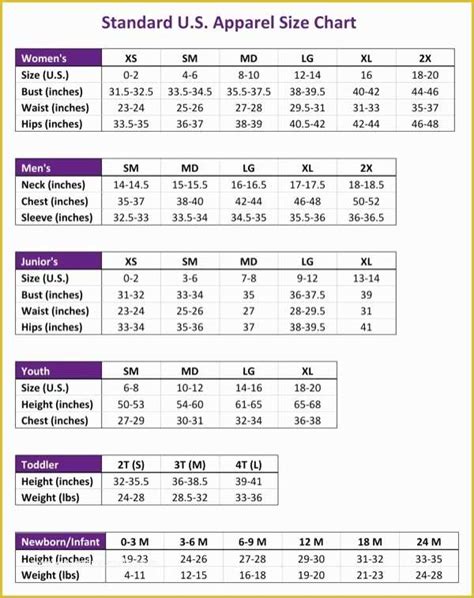 Standard Sheet Sizes Chart