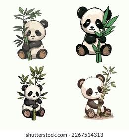 Cute Panda Sticker Bamboo Stock Vector (Royalty Free) 2267514313 ...