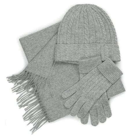 Cashmere Set Hat Gloves And Scarf Gift Box