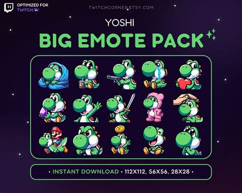 Yoshi Twitch Emotes Yoshi Big Emote Pack Twitch Yoshi Discord Emote