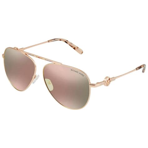 Michael Kors Salina Pale Rose Gold Mirror Aviator Ladies Sunglasses