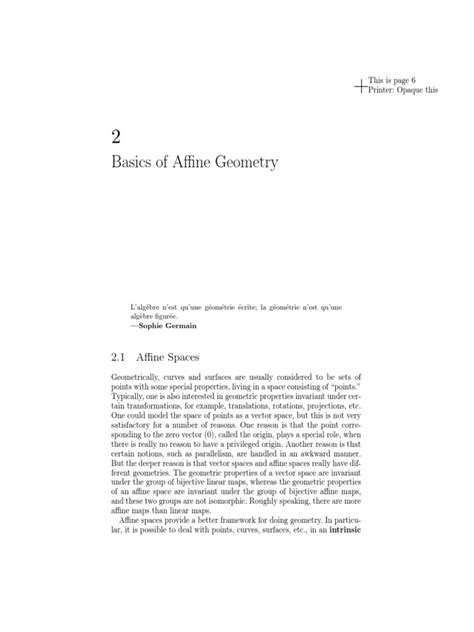 Basics of Affine Geometry | PDF | Vector Space | Linear Subspace