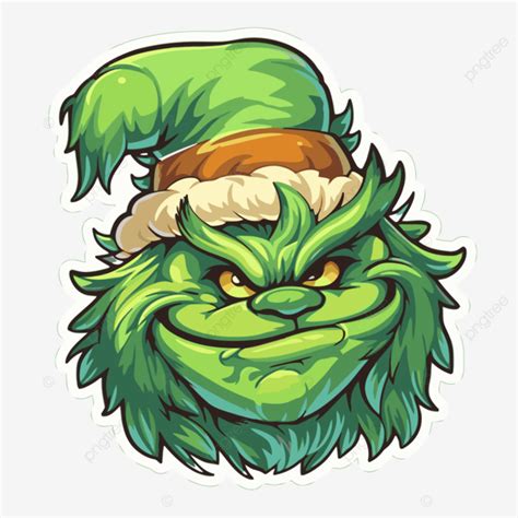 Etiqueta Engomada De La Cara Del Grinch En Un Fondo Gris Vector Png