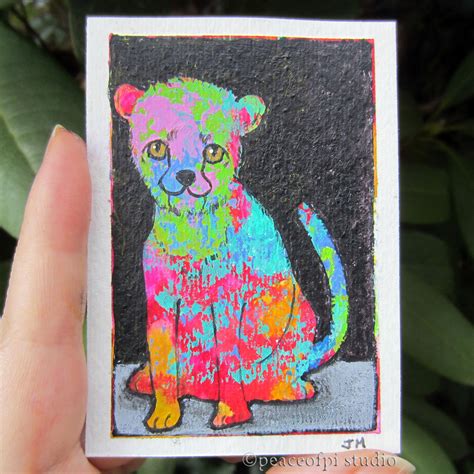 Peaceofpi Studio Cheetah Cub Miniature Aceo Painting