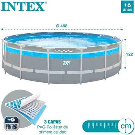 Piscina Fuoriterra Intex 26730 Prism Clearview Premium 488 X 122 Cm Pompa