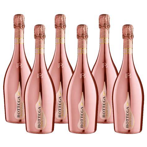 Crate Of 6 Bottega Gold Rose Sparkling 75cl Prosecco Bottled Boxed