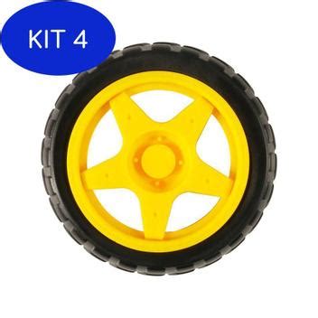 Kit Roda Pneu Mm Carro Inteligente Rob Motor Para Arduino