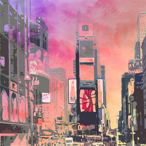 City-Art NY Times Square Digital Art by Melanie Viola - Pixels