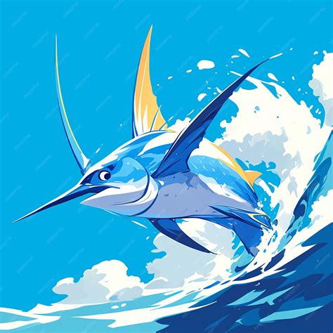 Premium Vector | Swordfish Slashing Through the Water