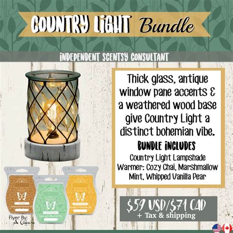 Country Light Bundle Comes With Country Light Lampshade Warmer