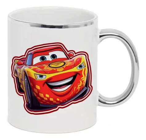 Caneca Branca C Borda Prata Relampago Mcqueen Desenho Parcelamento