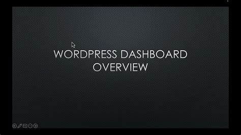 Wordpress Dashboard Overview Youtube