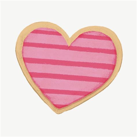 Pink Striped Heart Cookie Valentine S Premium Psd Illustration