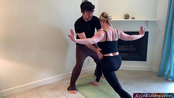 Stepson Helps Stepmom With Yoga And Stretches Her Pussy Stepmom