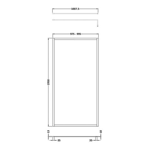 Hudson Reed Wetroom Screen With Full Brushed Brass Outer Frame 1000mm W